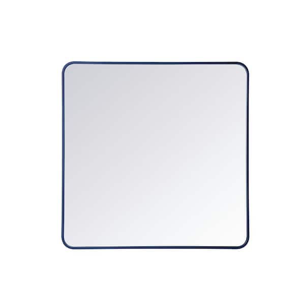 Unbranded Timeless Home 36 in. H x 36 in. W Blue Modern Soft Corner Rectangular Wall Mirror