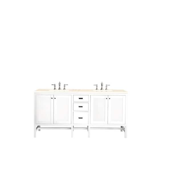 James Martin Vanities Addison 72 in. W x 23.5 in. D x 35.5 in. H Bath Vanity in Glossy White with Quartz Vanity Top in Eternal Marfil