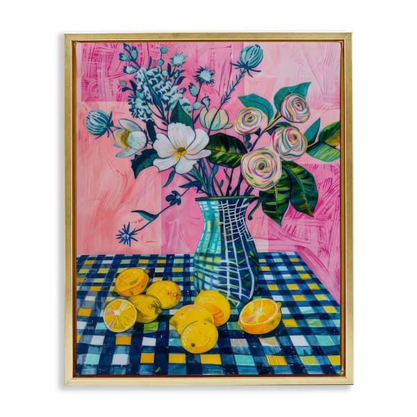 Stupell Industries Summer Table Bouquet by LSR Design Studio Gold Floater Frame Nature Graphic Art Print 31 in. x 25 in.