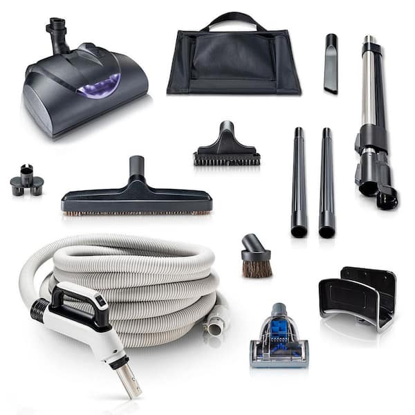 Premium 35 ft. Universal Central Vacuum Hose Kit with Electric Power Nozzle