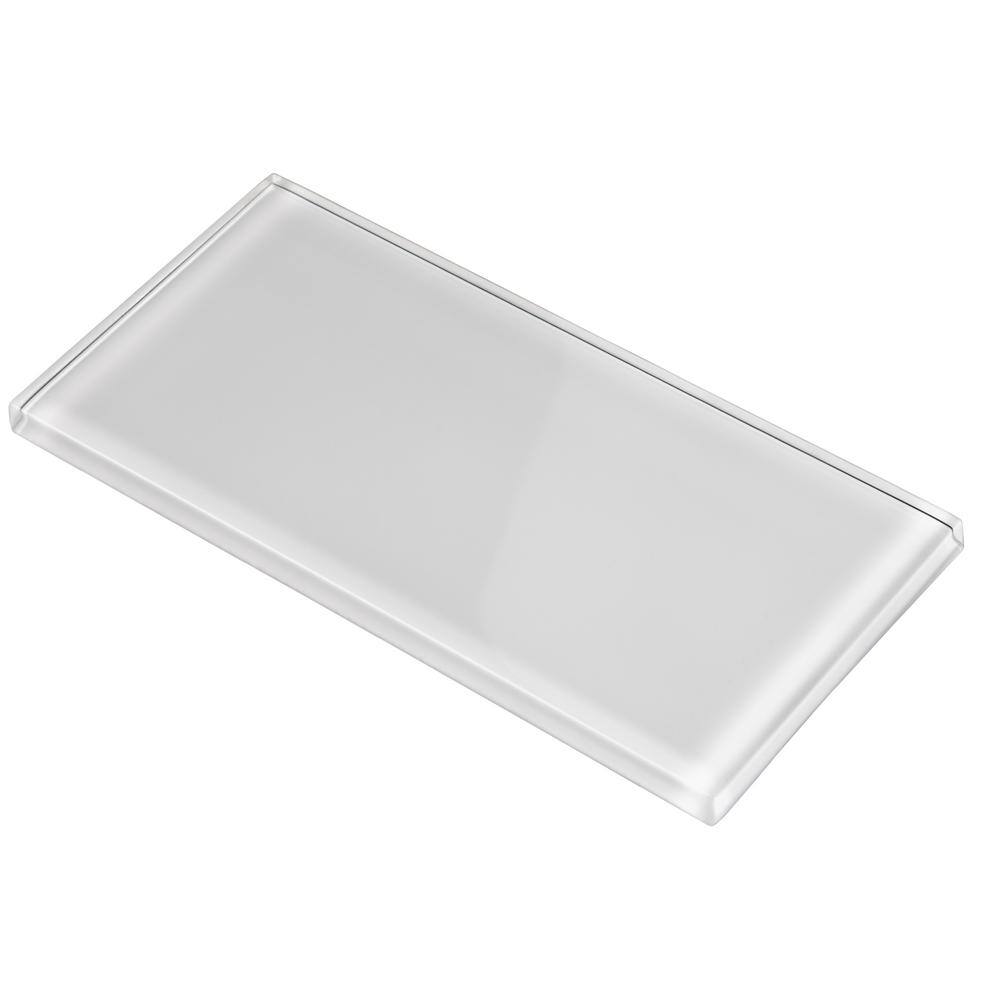 White Glossy Glass Subway Wall Tile 3x6 Inch 40-Pack