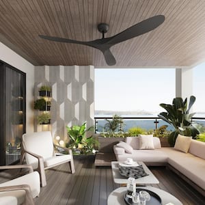 52 in. Indoor/Outdoor Use Black 3 ABS Blades Propeller Ceiling Fan with Remote Control, 6-Speed Adjustable, DC Motor