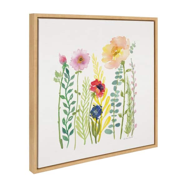 Kate and Laurel Sylvie Flowers and Ferns Framed Canvas by Patricia Shaw Set of 1 Nature Art Print 22.00 in. x 22.00 in.