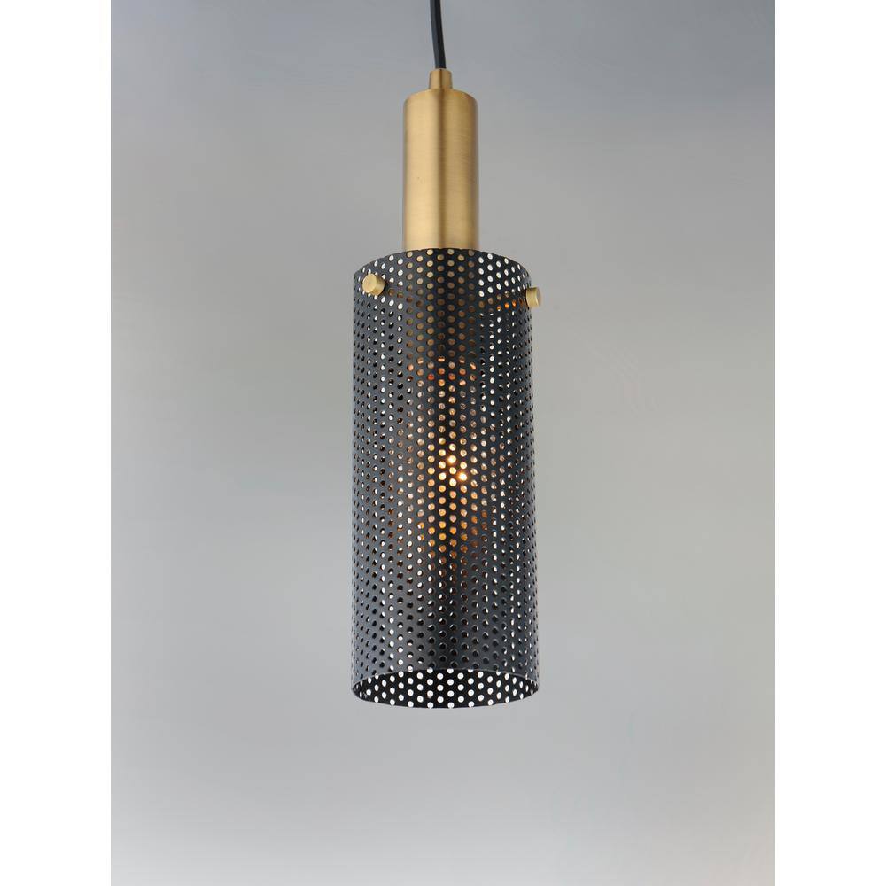 Matte Black and Satin Brass 3.5" Mini Globe Pendant Light