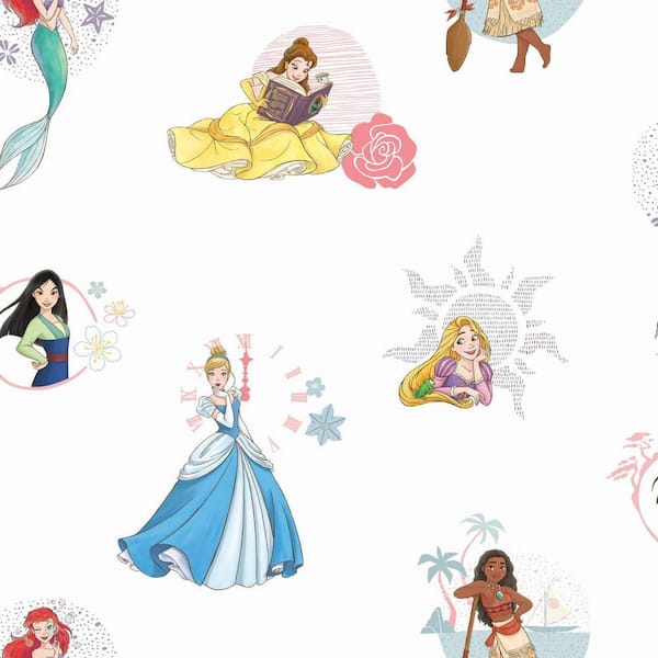 RoomMates Disney Princess Power White and Blue Peel and Stick Wallpaper  (Covers  sq. ft.) RMK11774RL - The Home Depot