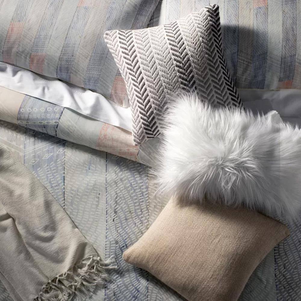 Gray Chevron Cotton Square Throw Pillow 18" x 18"