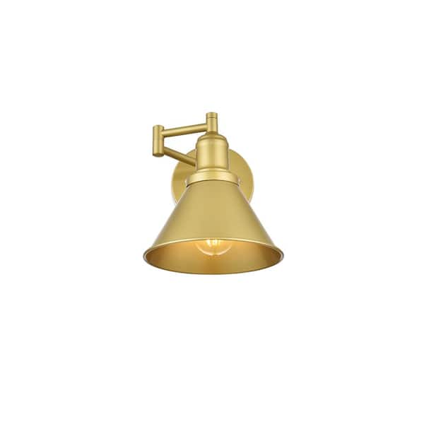 Unbranded Simply Living 7 in. 1-Light Modern Brass Vanity Light with Brass Cone Shade