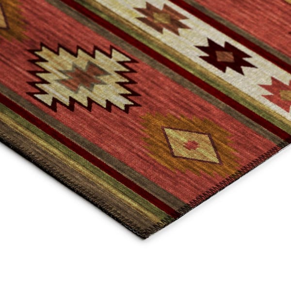 Sonora Red 2 ft. 3 in. x 7 ft. 6 in. Geometric Indoor/Outdoor Area Rug