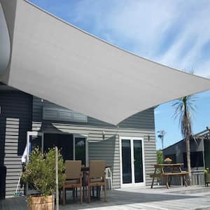 12 ft. x 16 ft. 185 GSM Light Gray Rectangle UV Block Sun Shade Sail for Yard and Swimming Pool Etc.