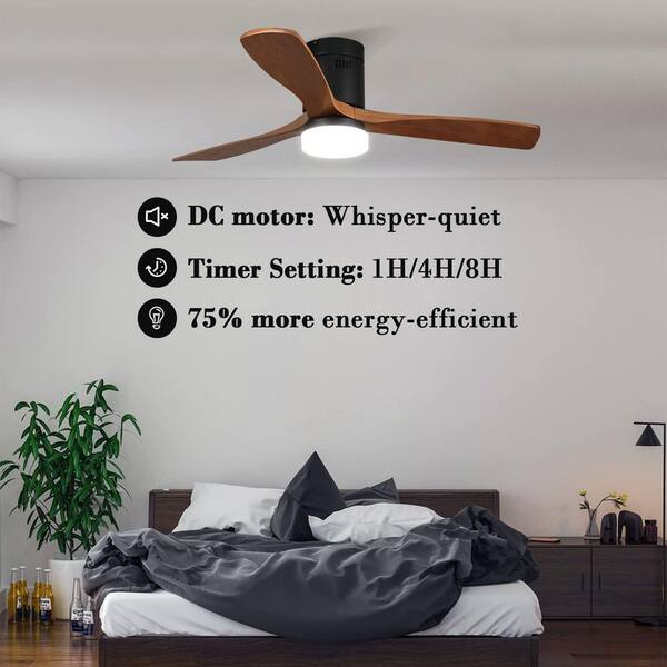 Topeka Low Profile Smart Ceiling Fan with LED Light and Remote 52 inch