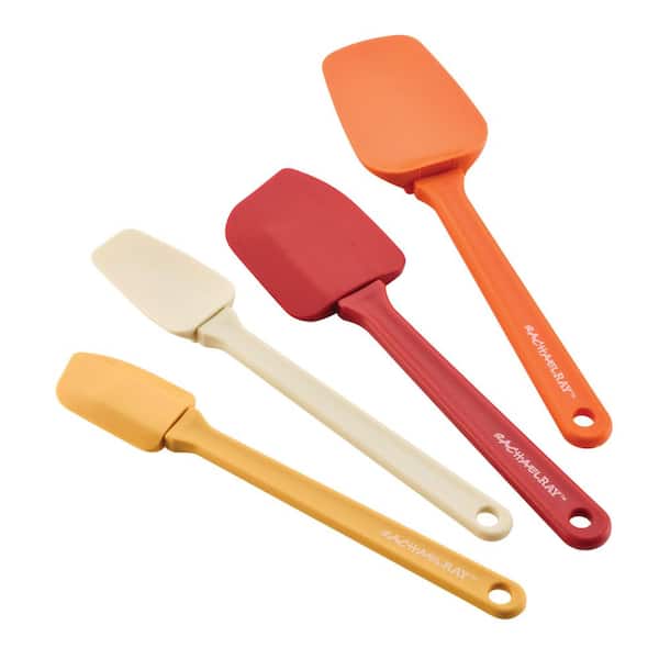 Kitchen Utensil Set, Red, Small and Medium Spatulas and Scooped Spoonulas, 4-Piece