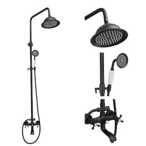 Double Handle 3-Spray Tub and Shower Faucet 2.5 GPM Round Rain Shower Head with Tub Spout in. Matte Black Valve Included