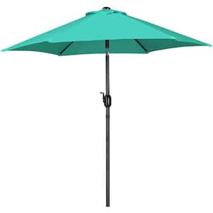 7.5 ft. Patio Umbrella Market Umbrella with 6 Ribs Push Button Tilt for Garden Turquoise
