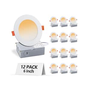 6 in. Canless Ultra-Thin 12-Watt 3000K Remodel Integrated LED Recessed Light Kit (12-Pack)