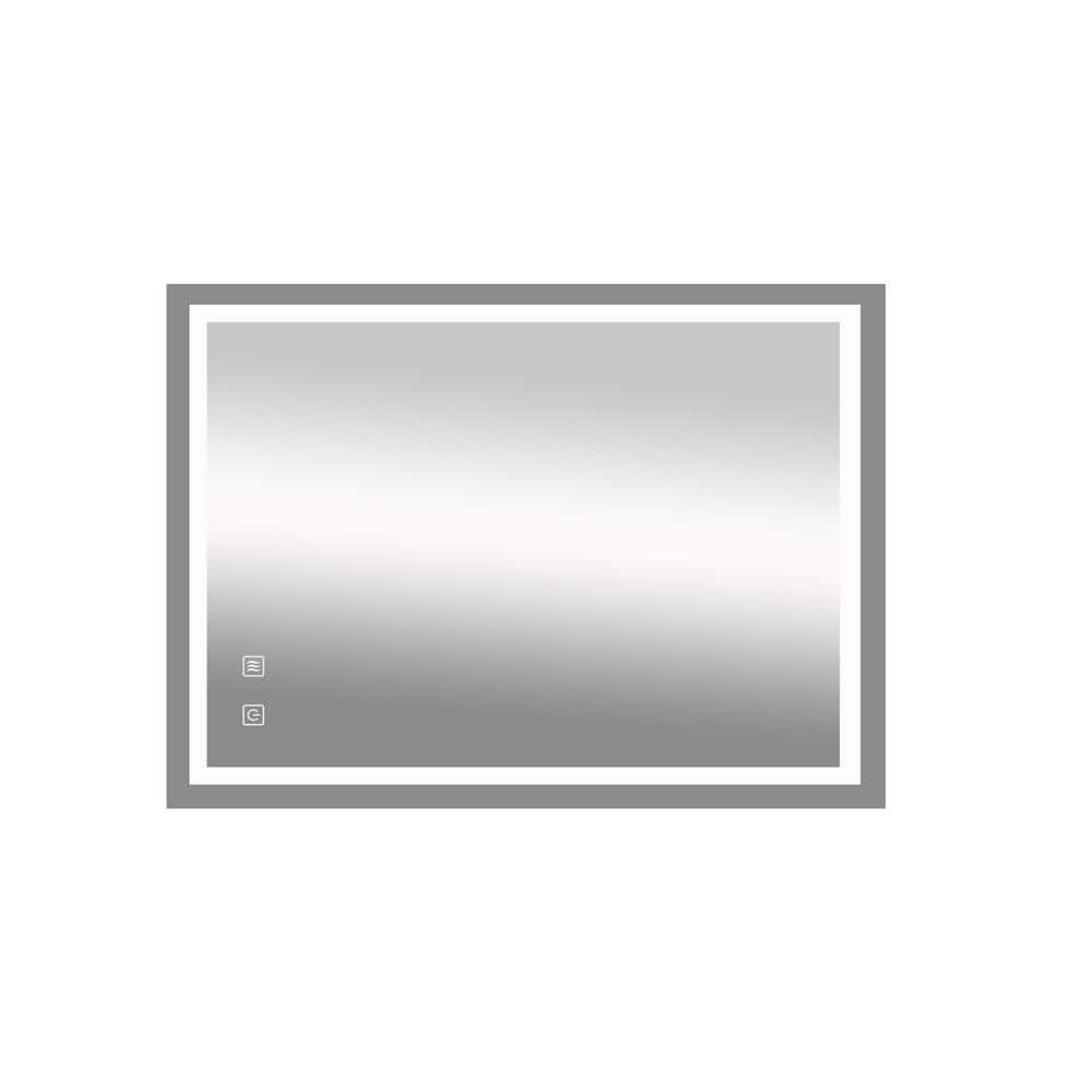 Silver 32 in. W x 24 in. LED Modern Rectangle Wall Mirror with Focused Back