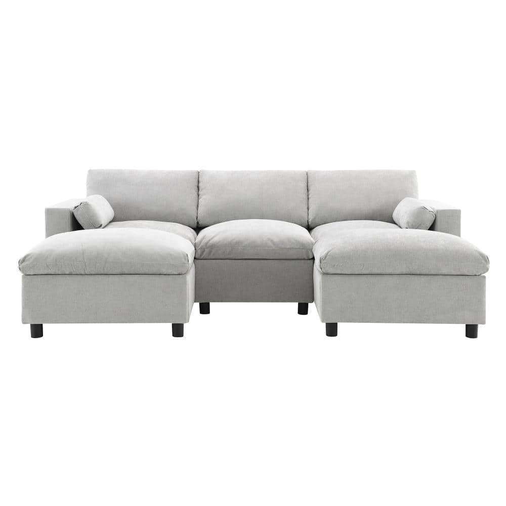 84.5 in. Square Arms 5-piece Chenille Modular with Storage Pockets & Pillows Sectional Sofa in Medium Gray price history on PriceWatchPro
