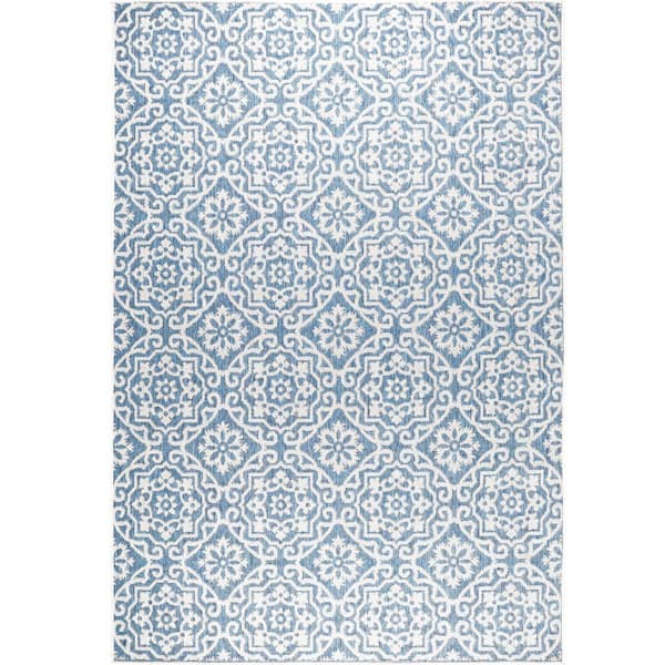 Patio Country Danica Blue/Grey 2 ft. x 3 ft. Geometric Indoor/Outdoor Area Rug