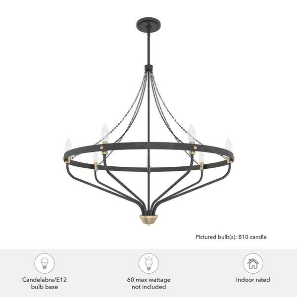 Hunter Merlin 7-Light Rustic Iron Wagon Wheel Chandelier