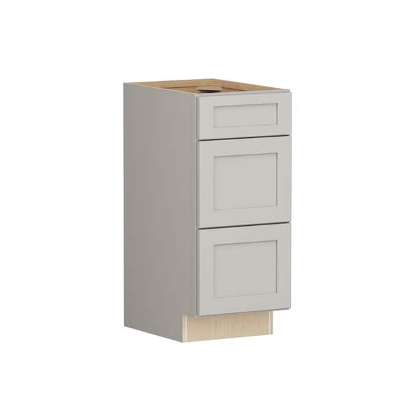 SIMPLY WOODMARK PRO Shaker Full Overlay 15 in. W x 20.75 in. D x 34.5 in. H Plywood Assembled Vanity Drawer Base Bath Cabinet in Stone Gray
