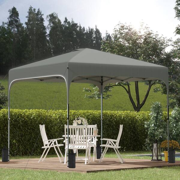 Outsunny 10 ft. x 10 ft. Pop Up Grey Canopy, Foldable Gazebo Tent 