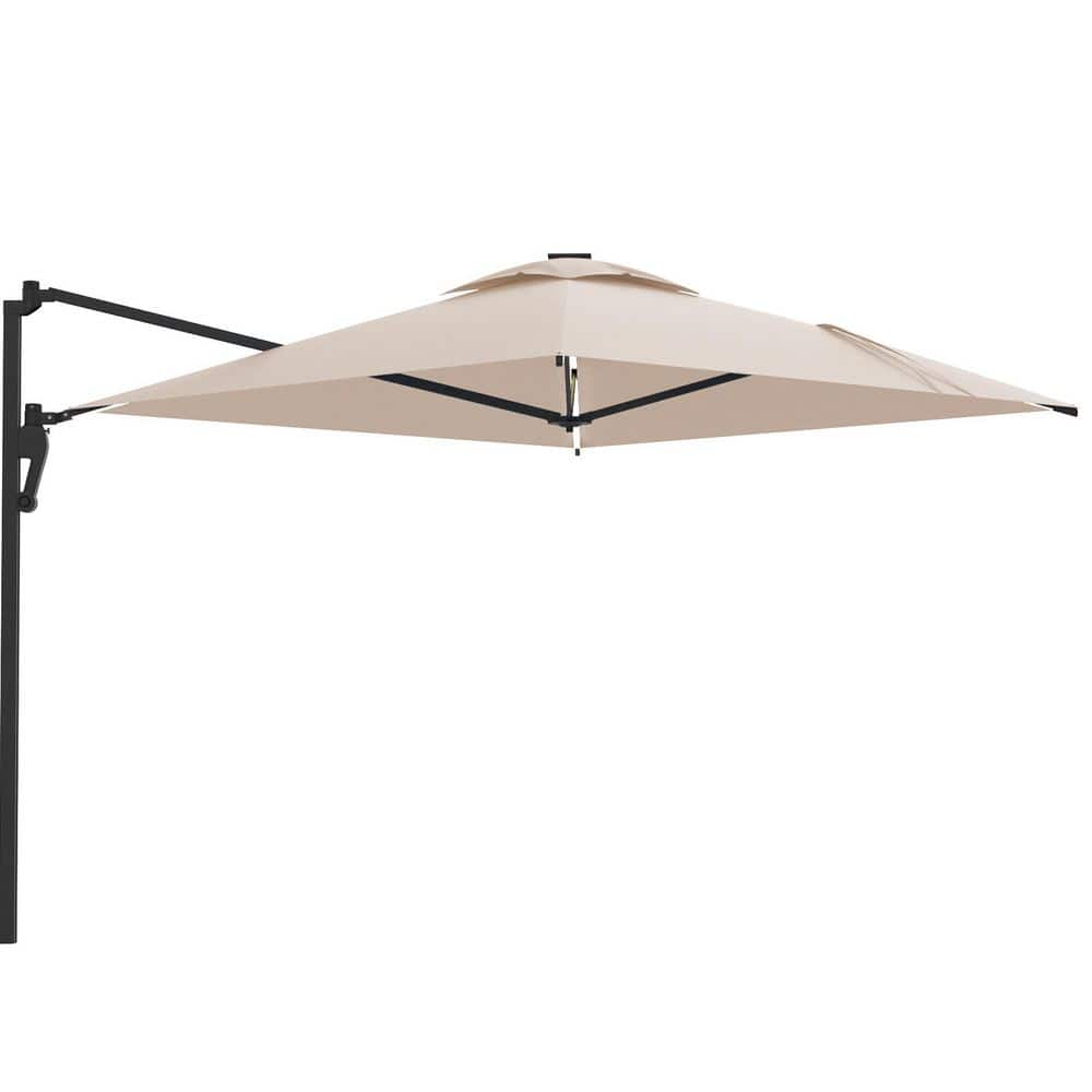 10 ft. Metal Cantilever Large Wall Mounted Solar Patio Umbrella in Beige price history on PriceWatchPro