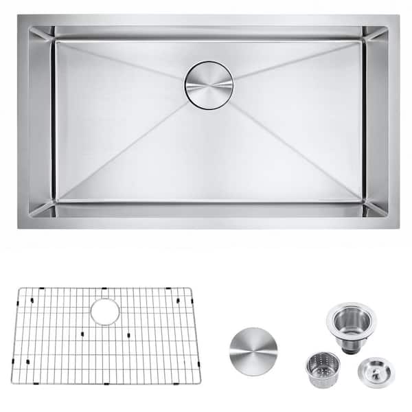 Attop 18-Gauge Stainless Steel 32 in. Single Bowl Undermount Kitchen Sink