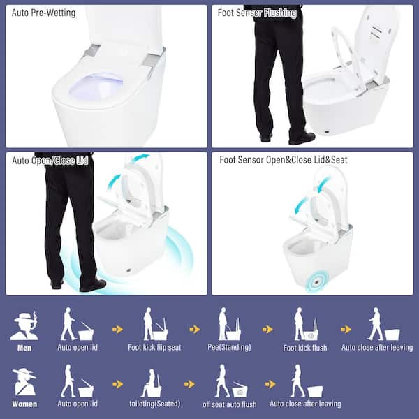 CASAINC Elongated Smart Bidet Toilet with Heated Seat and Off-Seat Flushing