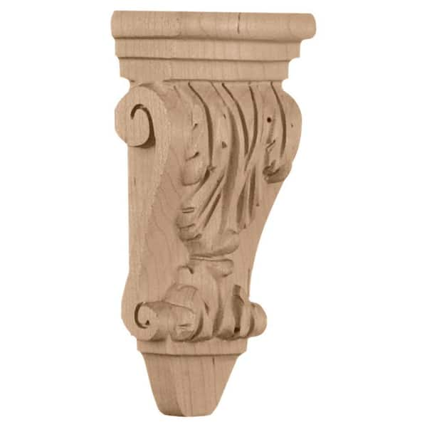 Ekena Millwork 3 in. x 1-3/4 in. x 6 in. Maple Extra Small Acanthus Pilaster Corbel