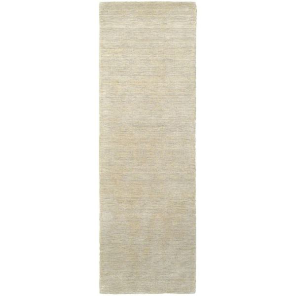 2 ft. x 8 ft. Beige Solid Color Washable Area Rug