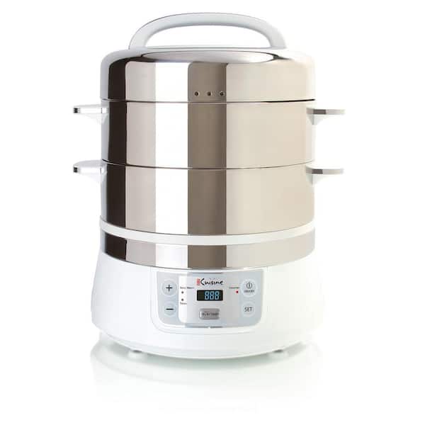 Photo 1 of 16.9 Qt. White Food Steamer and Rice Cooker with Built-In Timer