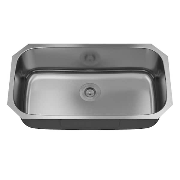 32 in. Undermount Single Bowl 18-Gauge Stainless Steel Kitchen Workstation Sink with Drain Basket, Drain Grid
