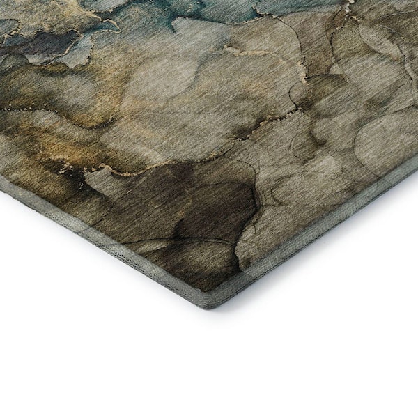 Mayfield Premium Machine Washable Abstract AMF2018 Brown 8 ft. x 10 ft. Area Rug