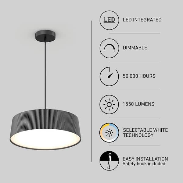 Artika Groove Drum 26-Watt Integrated LED Black 3 CCT Modern