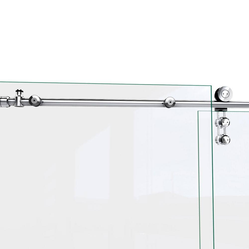 Enigma-Z Frameless Sliding Shower Door with Clear Glass and Stainless Steel Hardware