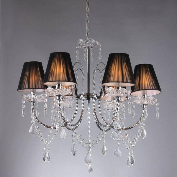 Warehouse of Tiffany Six Way 6-Light Chrome Chandelier with Shade