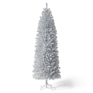 7.5 ft. Silver Pencil Tinsel Artificial Christmas Tree