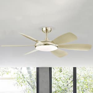 52 in. Integrated LED Indoor Champagne Silver 6-Blade Reversible Ceiling Fan with Light Kit and Remote Control