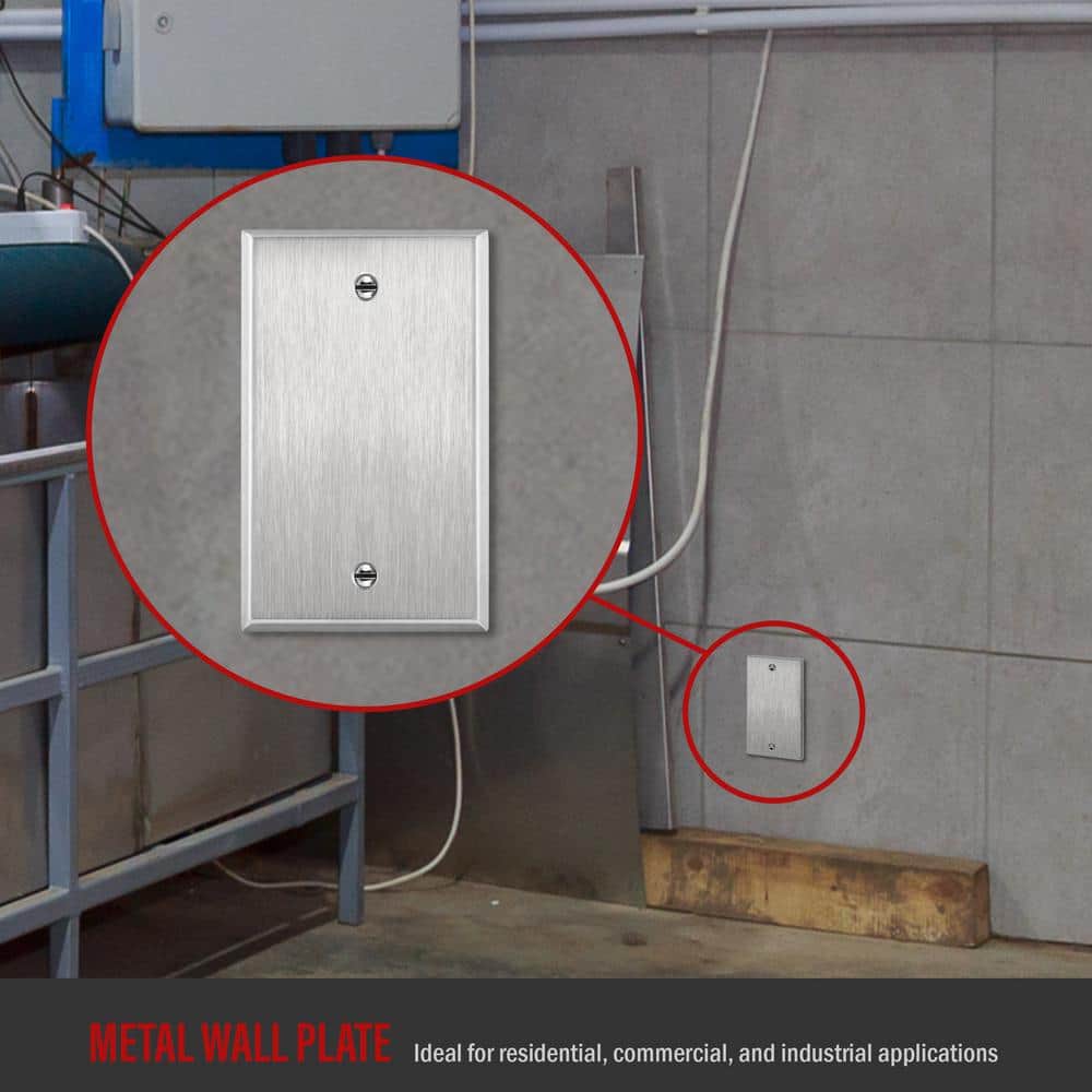 Silver Stainless Steel 1-Gang Blank Wall Plate
