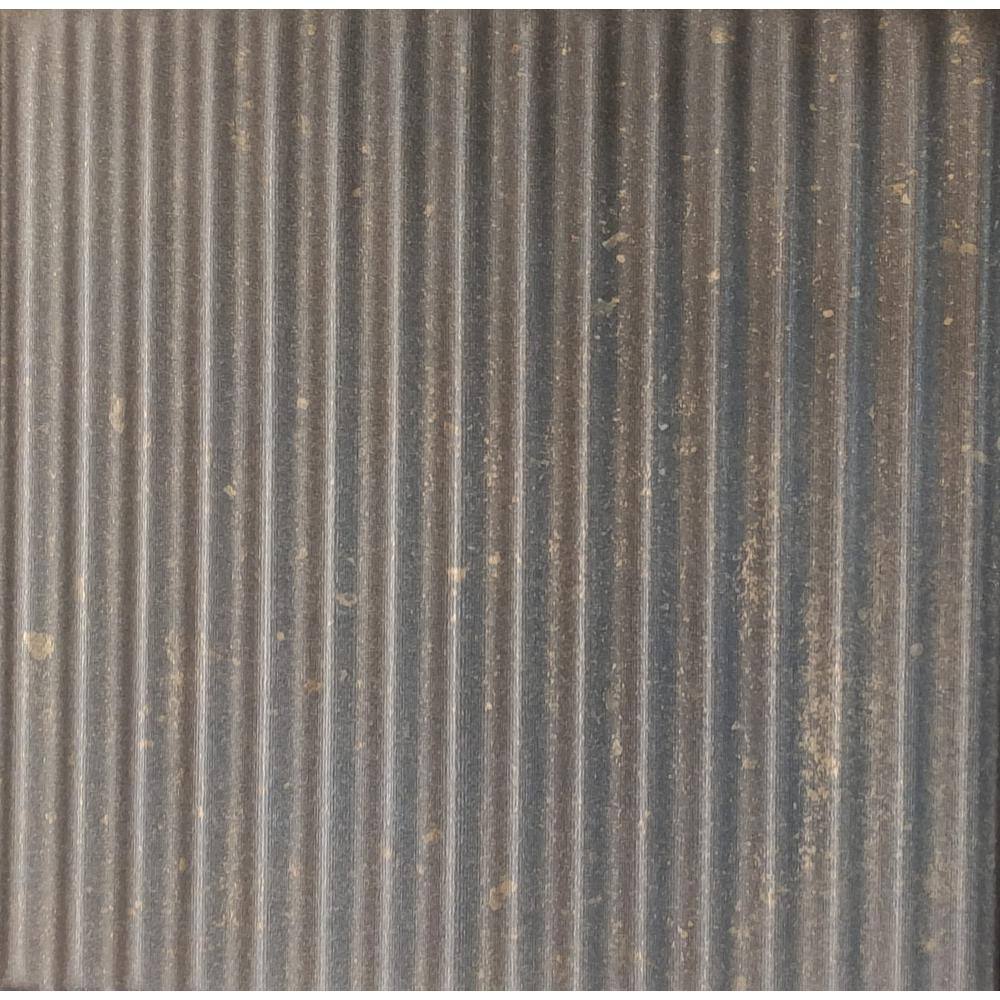 Corrugated Rusted Steel 1.6 ft. x 1.6 ft. Decorative Foam Glue Up Ceiling T
