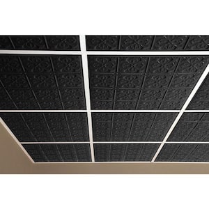 Fleur-de-lis Black 2 ft. x 2 ft. Lay-in or Glue-up Ceiling Panel (Case of 6)