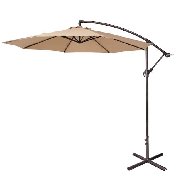 fdw patio catilever offset umbrella BLUU BANYAN 10 ft Outdoor Cantilever Umbrella Hanging Umbrellas, 24 Month Fade Resistance & Water-repellent UV Protection use a sandbag or bricks Villacera Cantilever Umbrella - 10ft