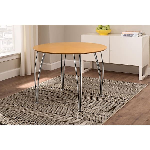DHP Brentwood 39.5 in. Round Natural Dining Table with Chrome Legs