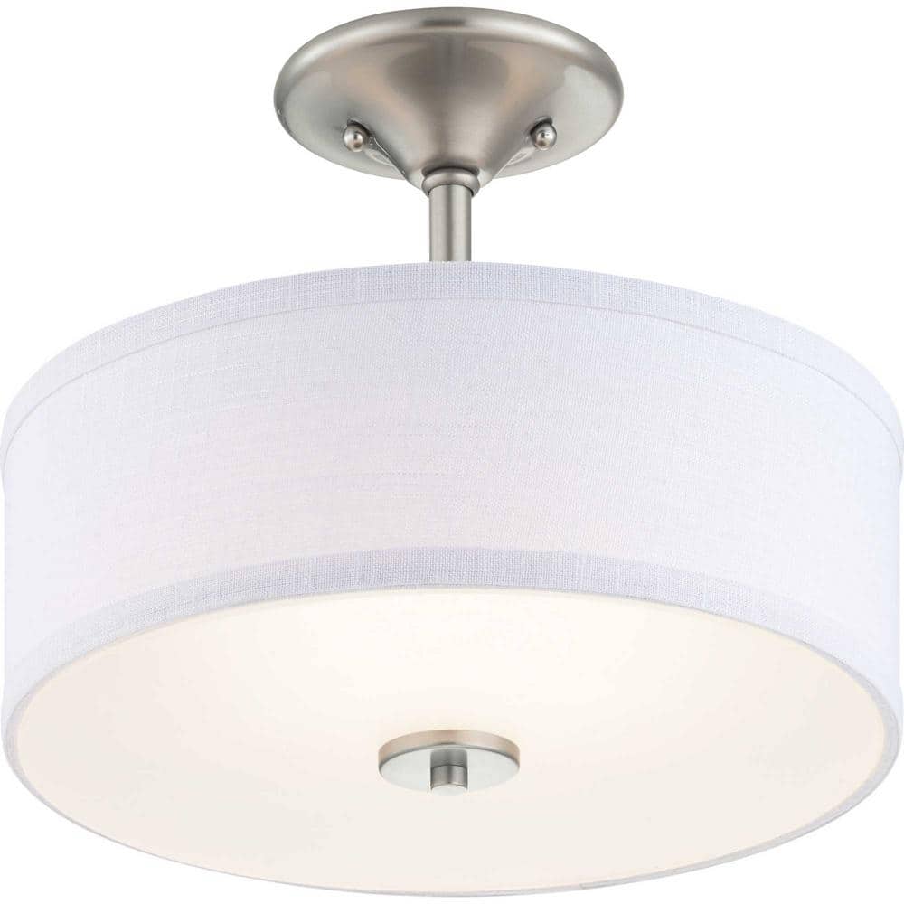 Brushed Nickel LED Semi-Flush Ceiling Light with Glass Shade