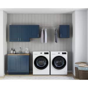 Greenwich Valencia Blue Plywood Shaker Stock Ready to Assemble Kitchen-Laundry Cabinet Kit 24 in. W. x 84 in. x 106 in.