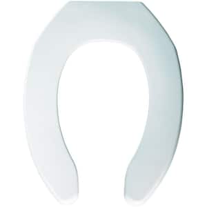 Elongated Commercial Plastic Open Front Toilet Seat in White