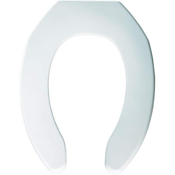 BEMIS Elongated Commercial Plastic Open Front Toilet Seat in White