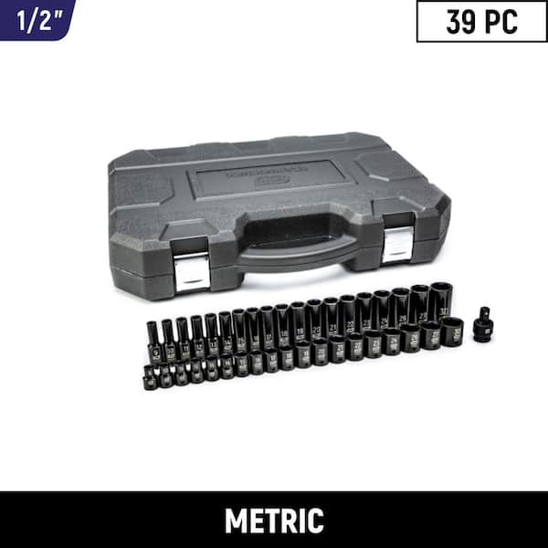 1/2 in. Drive 6-Point Metric Standard & Deep Impact Socket Set (39-Piece)