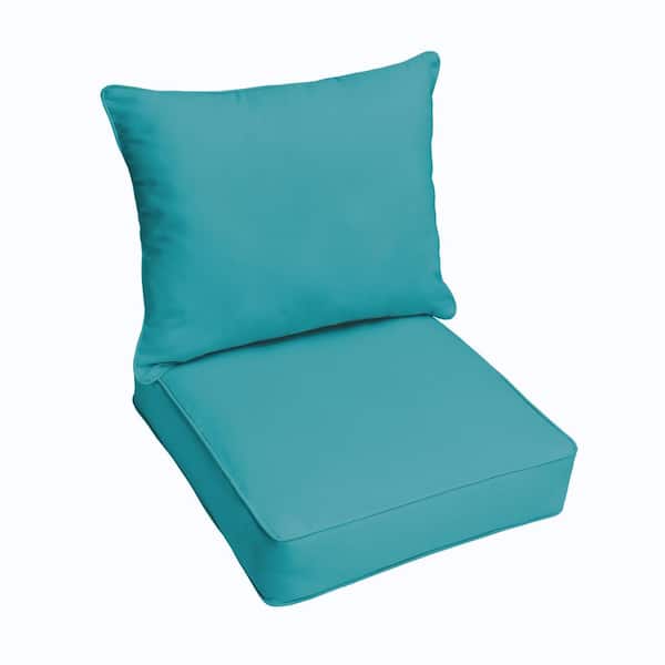 SORRA HOME 23 x 25 Deep Seating Outdoor Pillow and Cushion Set in Solid Atlantis