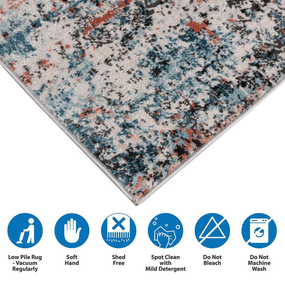 Multicolor Abstract Synthetic 6' x 9' Easy Care Area Rug