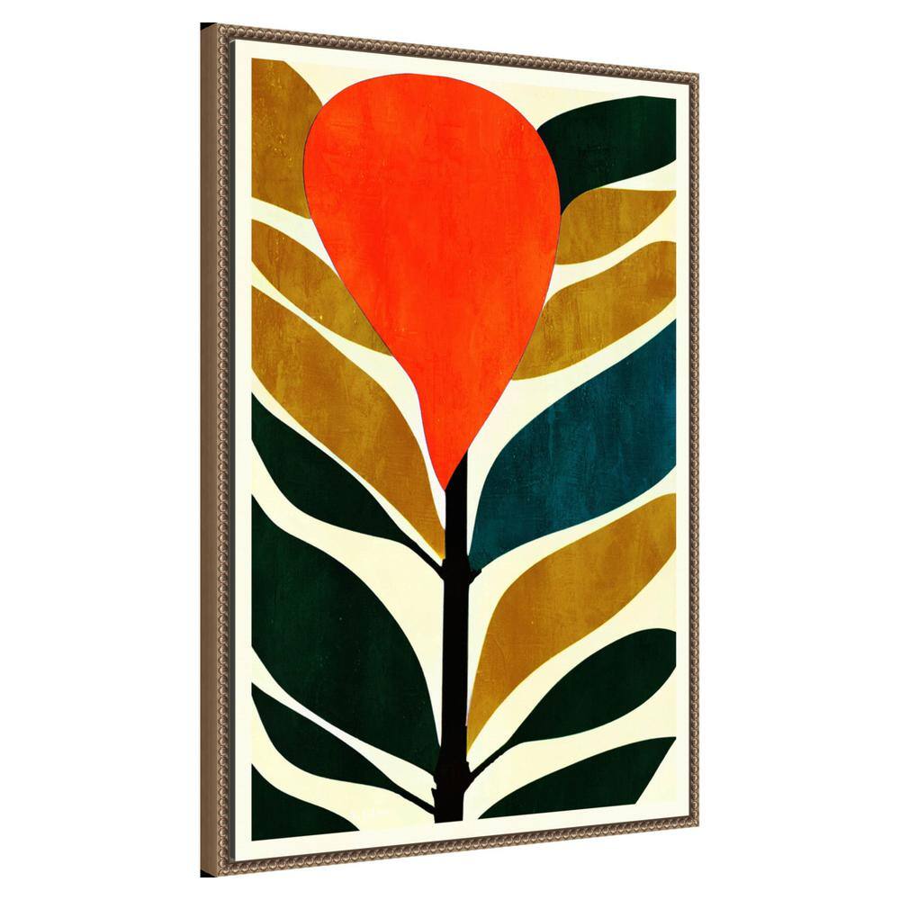 23"x33" Abstract Flower No.3 Canvas Wall Art with Bronze Frame